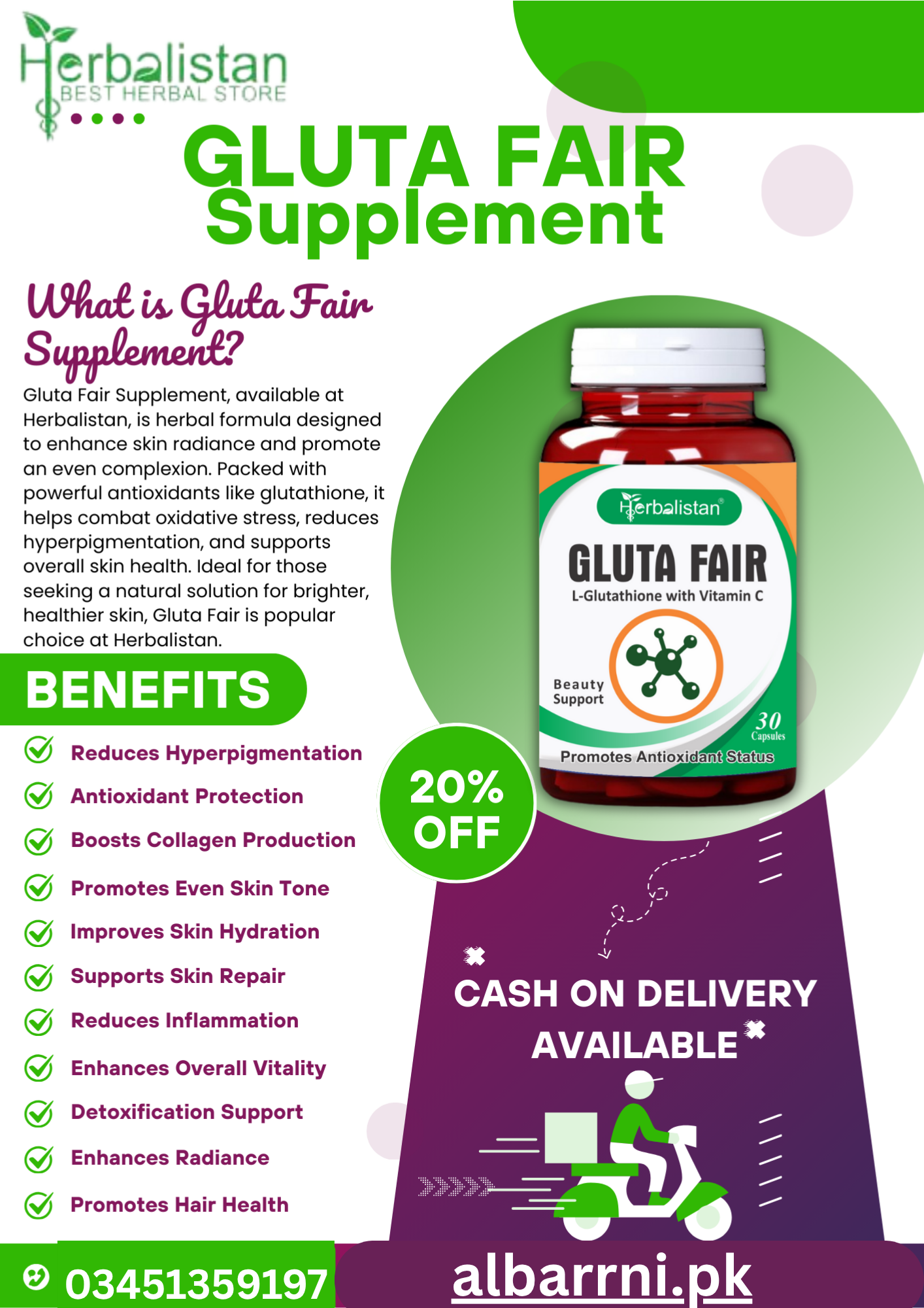 Gluta Fair Supplement –Skin Whitening Naturally